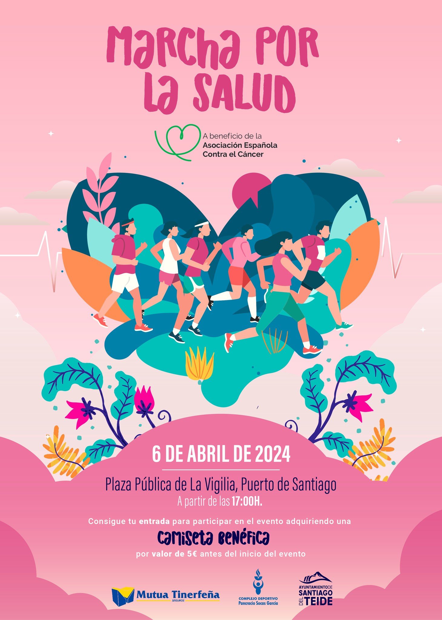 Solidaritätsmarsch zugunsten der Spanischen Vereinigung gegen Krebs in Santa Cruz de Teneriffa