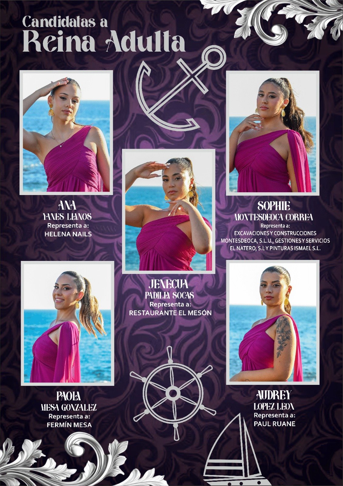 5 candidatas a Reina Adulta de las Fiestas en Honor a Nuestra Señora del Carmen de Puerto de Santiago