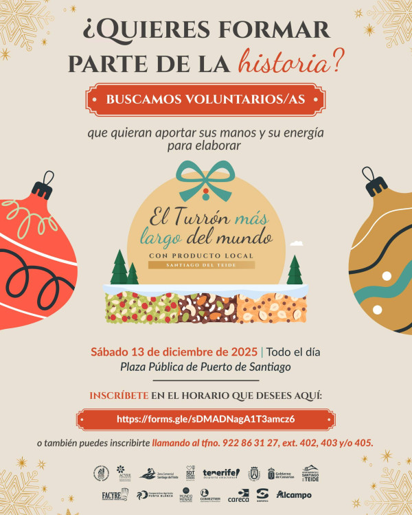Santiago del Teide invites the public to participate in making the world's longest nougat using local products.