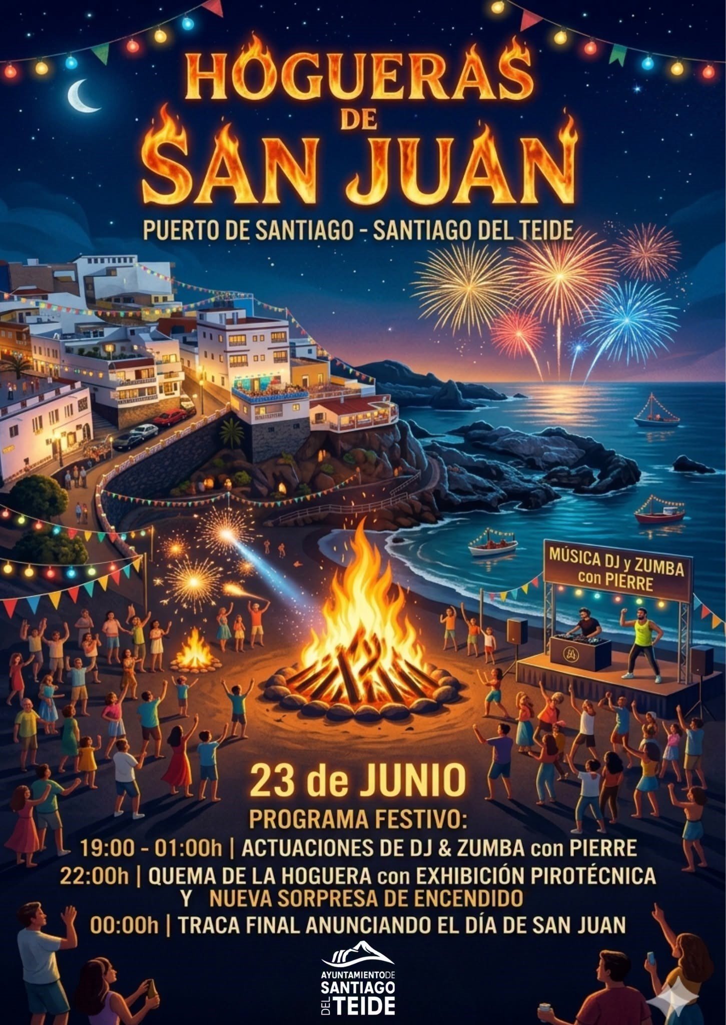 La noche de San Juan se celebra en la playa de Puerto de Santiago