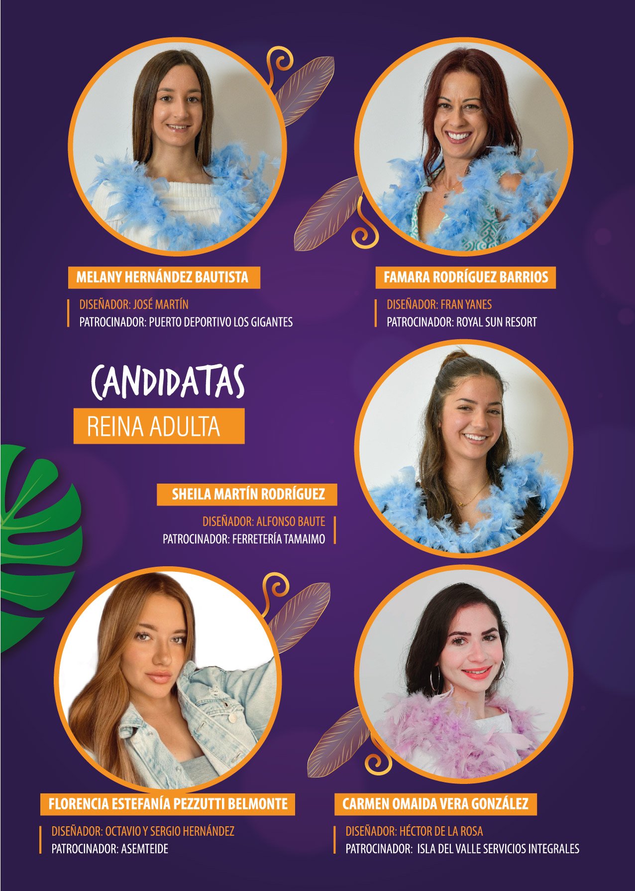 5 candidatas aspirana convertirse en Reina Adulta del Carnaval de Los Gigantes 2024