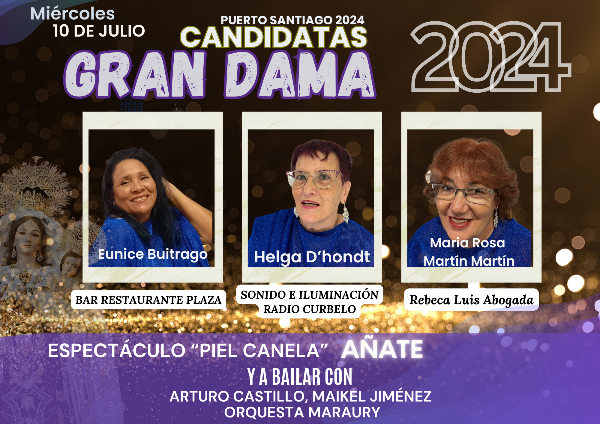 3 candidatas aspiran a convertirse en Gran Dama de las Fiestas en Honor a Nuestra Señora del Carmen 2024