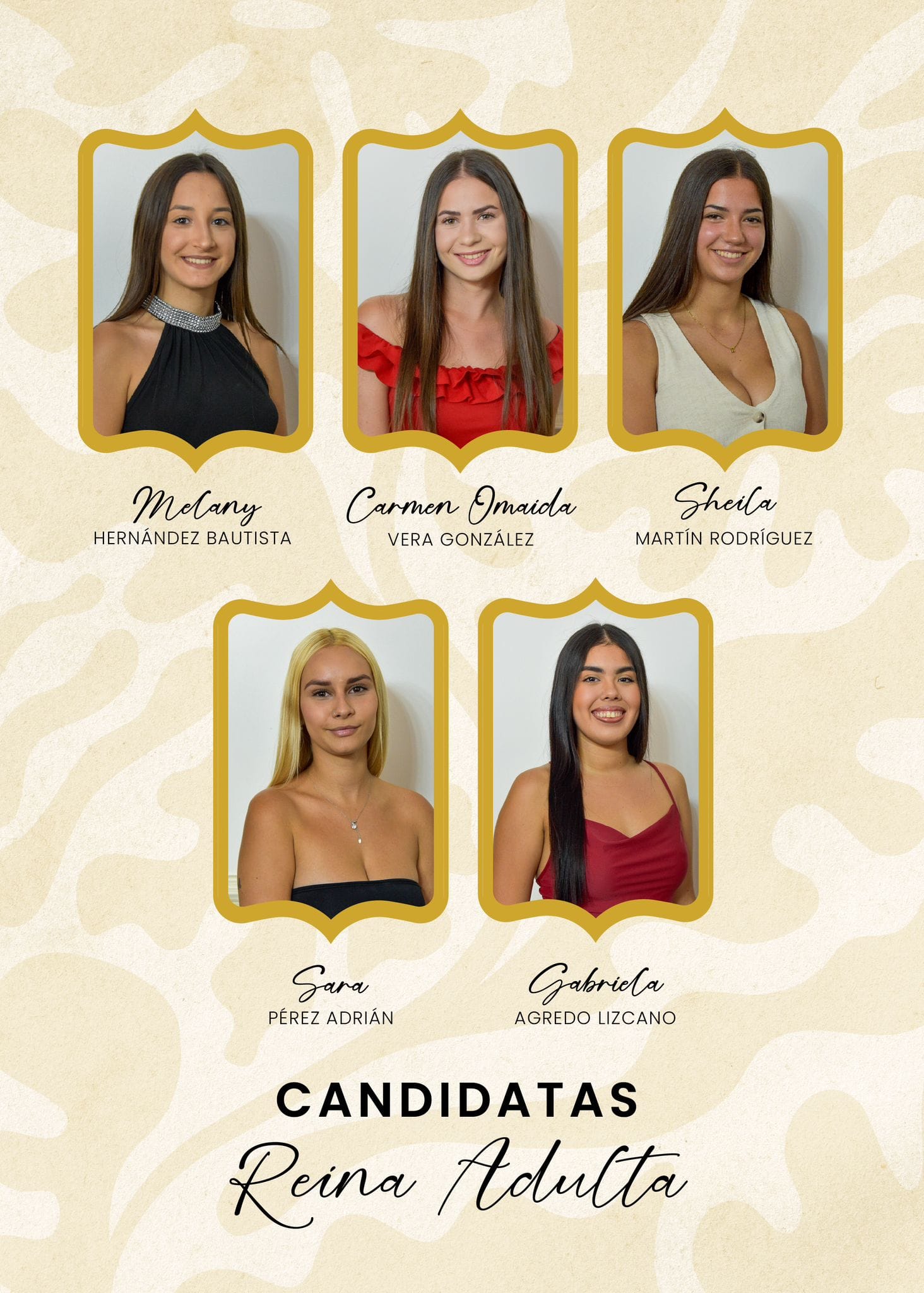 5 candidates aspire to become Adult Queen of the Patron Saint Festivities in Honor of Santiago Apóstol