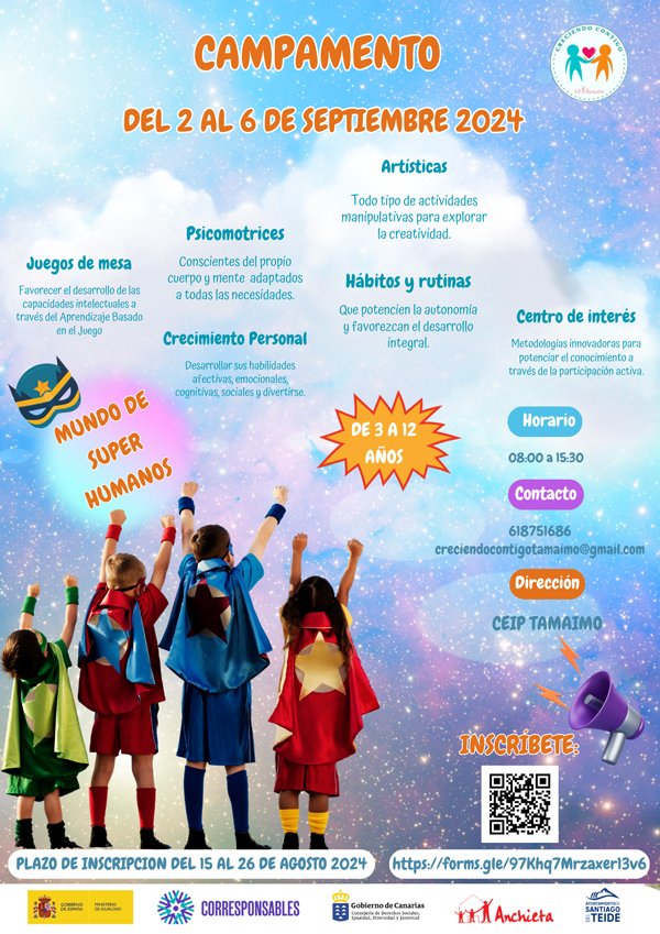 El ayuntamiento organiza un campamento gratuito, del 2 al 6 de septiembre, para niños/as del municipio