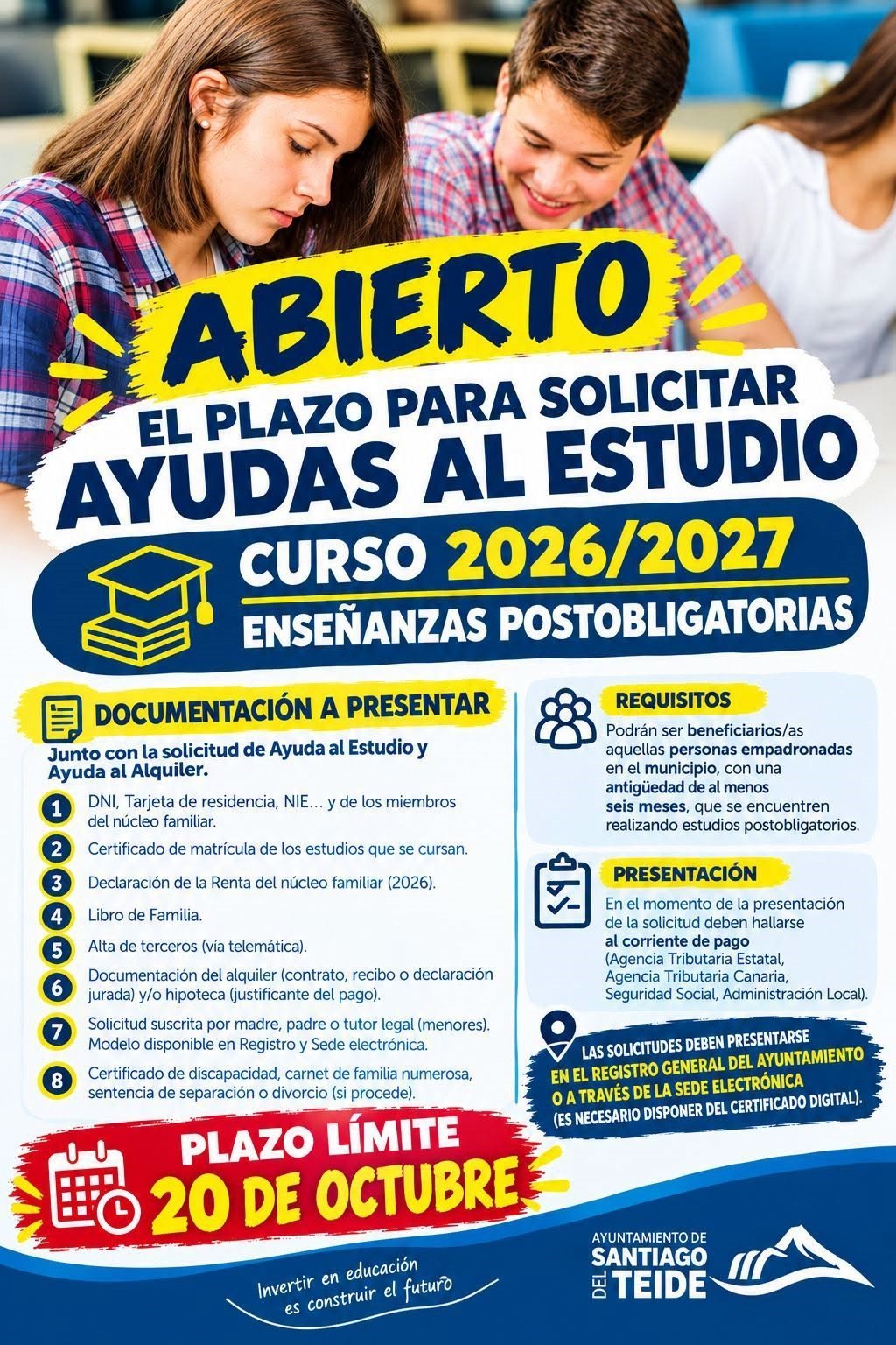 City Council allocates €95,000 in study grants for post-compulsory education for the 2026/2027 academic year